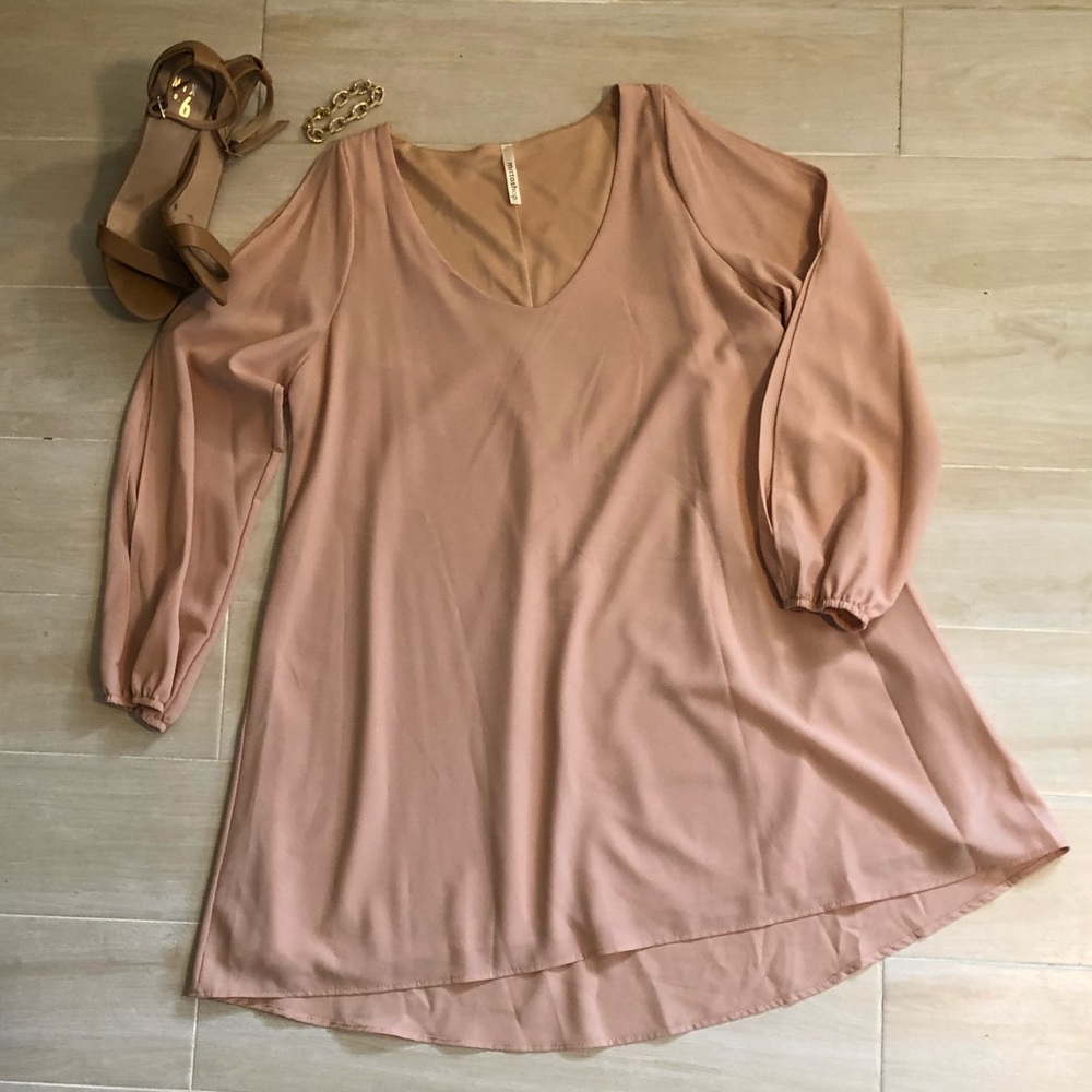 Pink Balloon Sleeve Dress